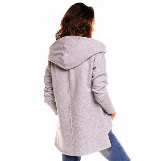 Ženski pulover s kapuco - siv