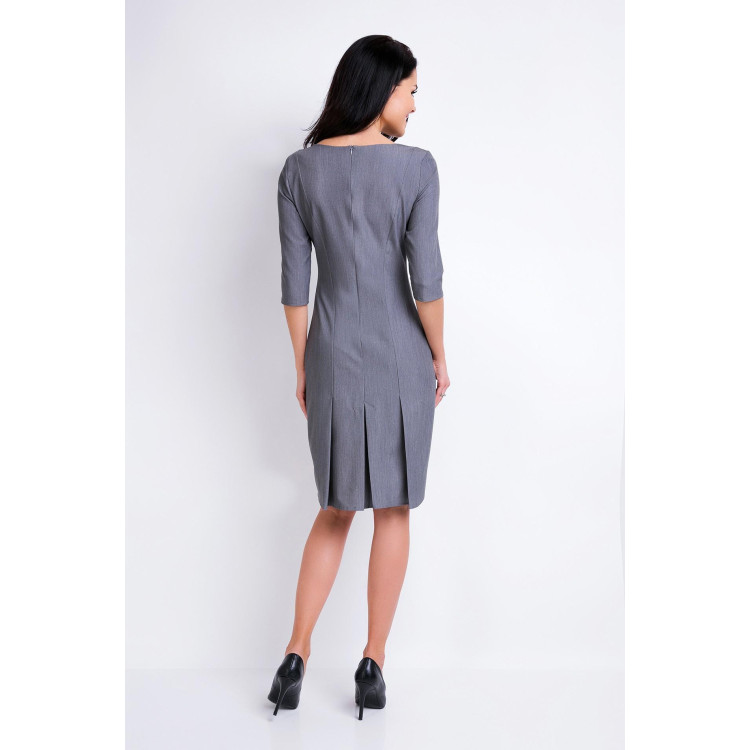 Ženska obleka v sivi barvi s 3/4 rokavi