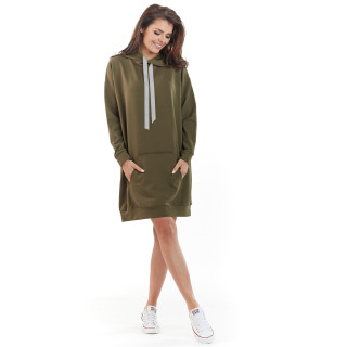 Ženska jopica s kapuco v kaki barvi