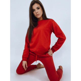 Ženski rdeč klasičen pulover brez kapuce