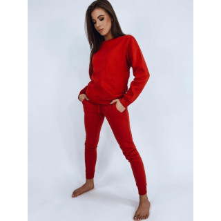 Ženski rdeč klasičen pulover brez kapuce