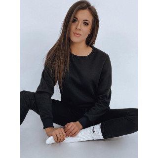 Črn klasični ženski pulover s kapuco