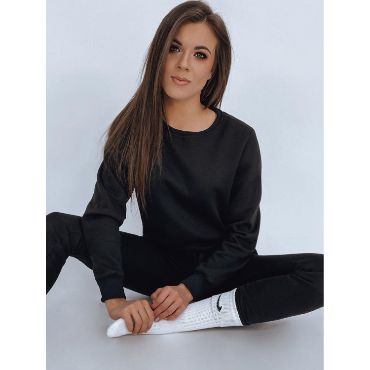 Črn klasični ženski pulover s kapuco