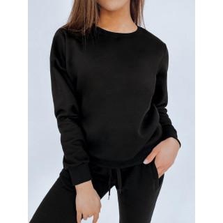 Črn klasični ženski pulover s kapuco