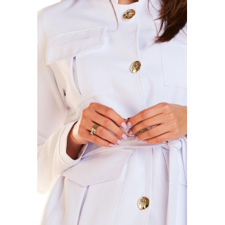 Modni bel ženski plašč v vojaškem stilu
