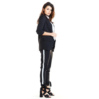 Ženska ohlapna jakna brez zapenjanja v črni barvi