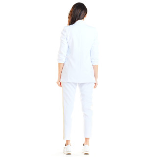 Bela ohlapna jakna brez zapenjanja za ženske