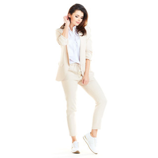 Ohlapna bež ženska jakna brez zapenjanja