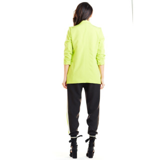 Ženska ohlapna jakna brez zapenjanja v limeta barvi