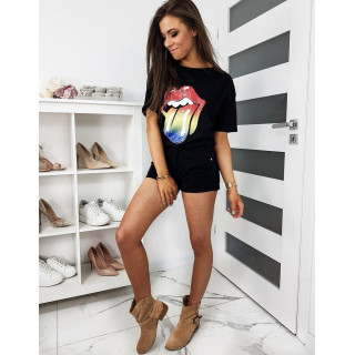 Ženske kratke hlače iz jeansa z luknjami v črni barvi