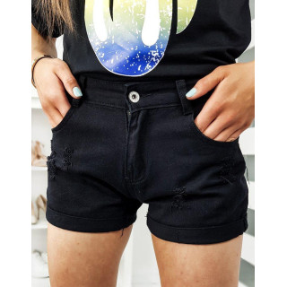 Ženske kratke hlače iz jeansa z luknjami v črni barvi