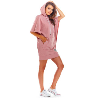 Športna ženska roza obleka z našitkom