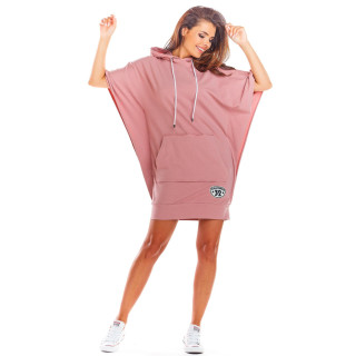 Športna ženska roza obleka z našitkom