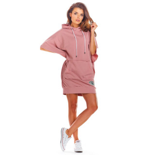 Športna ženska roza obleka z našitkom