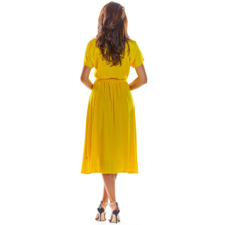 Elegantna rumena ženska obleka za poletje