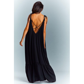 Črna dolga poletna obleka za ženske