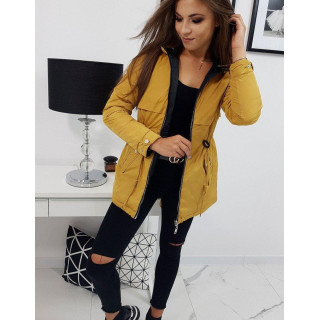 Rumena dvostranska ženska jakna s kapuco