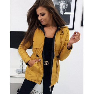 Rumena dvostranska ženska jakna s kapuco