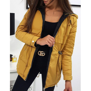 Rumena dvostranska ženska jakna s kapuco