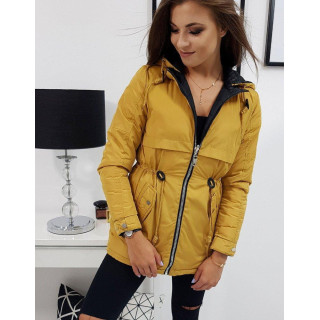 Rumena dvostranska ženska jakna s kapuco