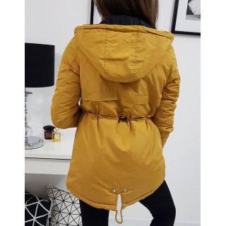 Rumena dvostranska ženska jakna s kapuco