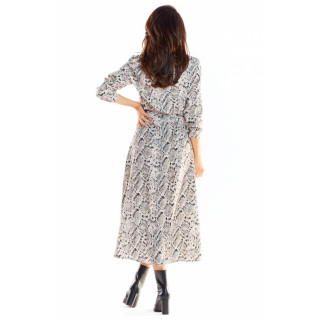 Ženska maksi obleka z motivom kačje kože v sivi barvi