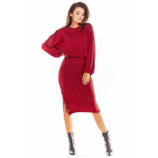 Žensko svinčnik krilo v bordo barvi z okrasnimi gumbi