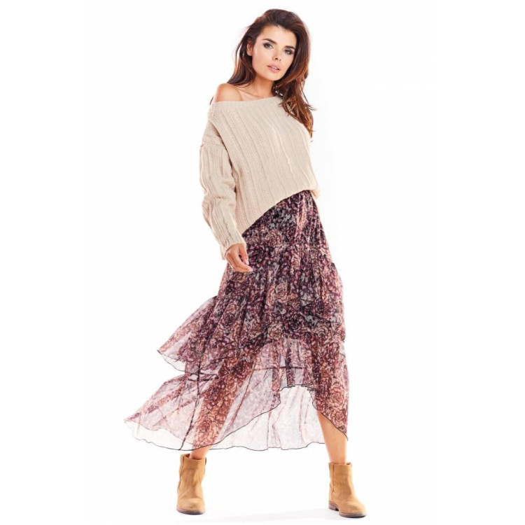 Barvito vzorčasto krilo iz tila za ženske