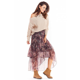 Barvito vzorčasto krilo iz tila za ženske