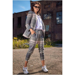 Barvite vzorčaste hlače z elastiko v pasu za ženske