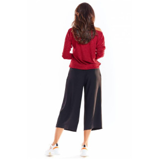 Ženski klasičen bordo pulover z dolgimi rokavi