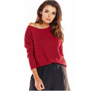 Ženski klasičen bordo pulover z dolgimi rokavi