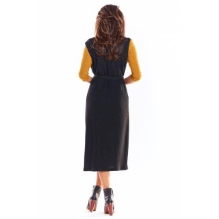 Dolg črn ženski telovnik na zapenjanje