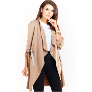 Bež modni ženski pulover z okrasno vrvico