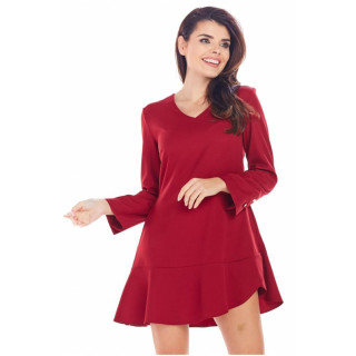 Bordo kratka obleka z volančki za ženske