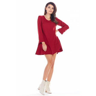 Bordo kratka obleka z volančki za ženske