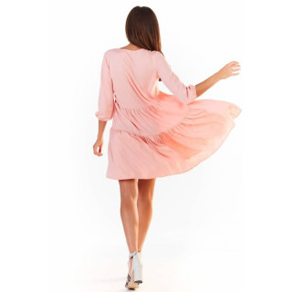 Ženska ohlapna poletna obleka v roza barvi