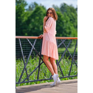 Ženska ohlapna poletna obleka v roza barvi