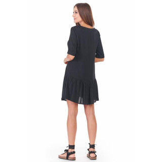 Črna ženska poletna obleka s 3/4 rokavi