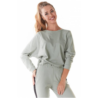 Kratek ženski pulover mint barve s širokim krojem