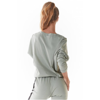 Kratek ženski pulover mint barve s širokim krojem