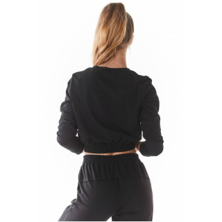 Ženski kratki puloverji z manšetami v črni barvi