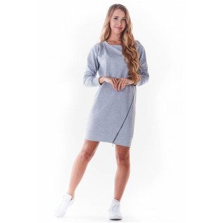 Ženska mini obleka z zadrgo spredaj v sivi barvi