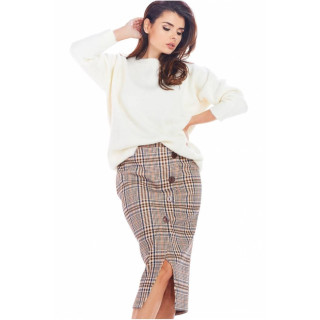 Žensko rjavo karirasto krilo z okrasnimi gumbi