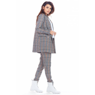 Mornarsko modri karirasti ohlapen ženski blazer