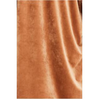 Ohlapna ženska bež žametna obleka z v-izrezom