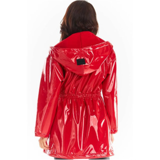 Rdeča ženska jakna iz vinila za jesen