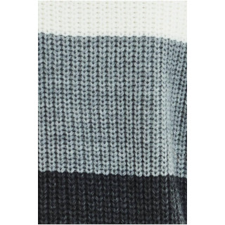 Modni ženski pulover z ovratnikom v sivi barvi