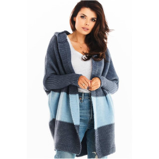 Ženska jesenska jopica s kapuco temno modre barve