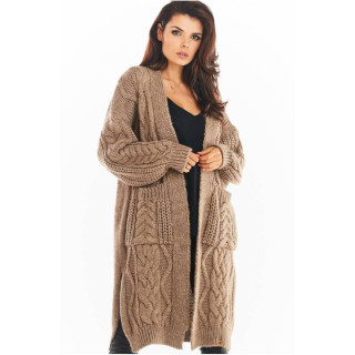 Ženska topla jopica s kitkami v bež barvi